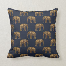 Elegant Gold Navy Blue Elephant Print