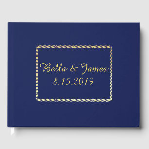 Elegant Gold Navy Blue Mariage livre d'or