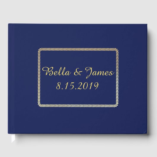 Elegant Gold Navy Blue Mariage livre d'or (Recto)