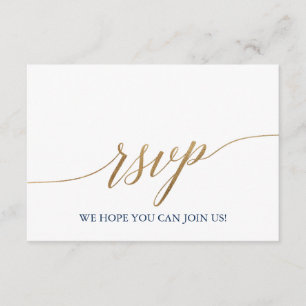 Elegant Gold & Navy Blue Menu Choice Carte RSVP