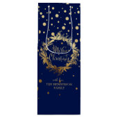 Elegant Gold Navy Blue Merry kerst Wreate Wijn Cadeautas (Voorkant)