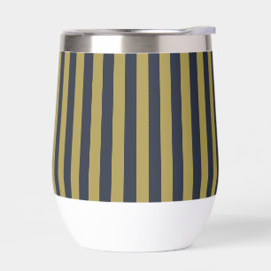 Elégant Gold & Navy Blue Vertical Stripes
