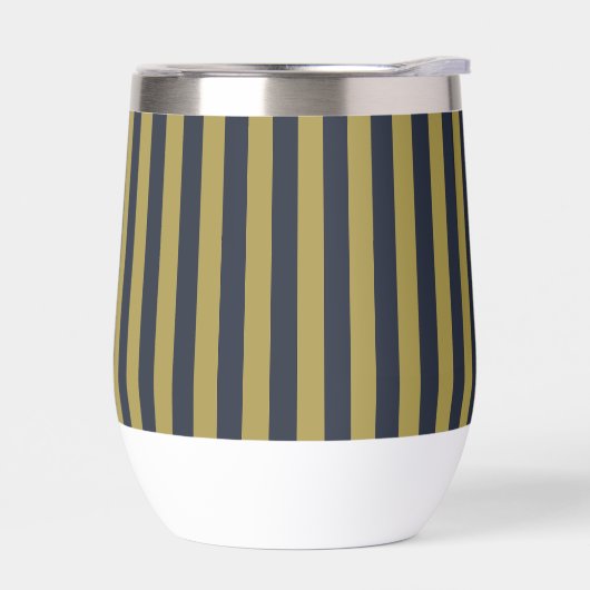 Elégant Gold & Navy Blue Vertical Stripes (Gauche)