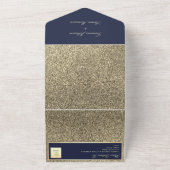 Elegant Gold Navy Blue Wedding Invitation All In One Uitnodiging (Buitenkant)