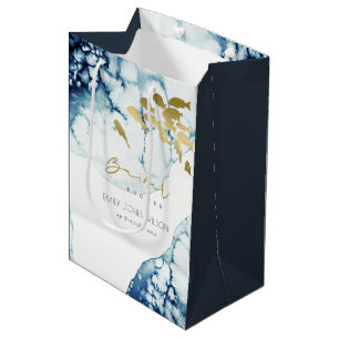 ELEGANT GOLD NAVY UNDERWATER FISCH VRIJGEZELLENFEE MEDIUM CADEAUZAKJE