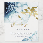 ELEGANT GOLD NAVY UNDERWATER ZEE FISCALE BABY SHOW WIJN ETIKET (Enkel label)