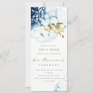 ELEGANT GOLD NAVY UNDERWATER ZEE FISH VOW RENEWING KAART