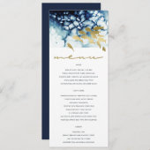 ELEGANT GOLD NAVY UNDERWATER ZEE FISH WEDDING MENU (Voorkant / Achterkant)