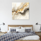 Elegant Gold & Neutral Marble Abstract Art Canvas Afdruk (Insitu (Slaapkamer))