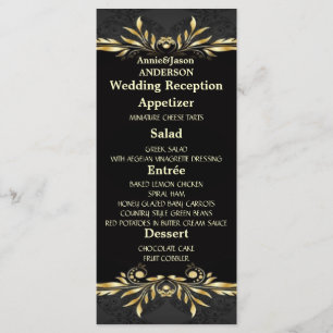 Elégant Gold Noir Regal Mariage Accueil Menu