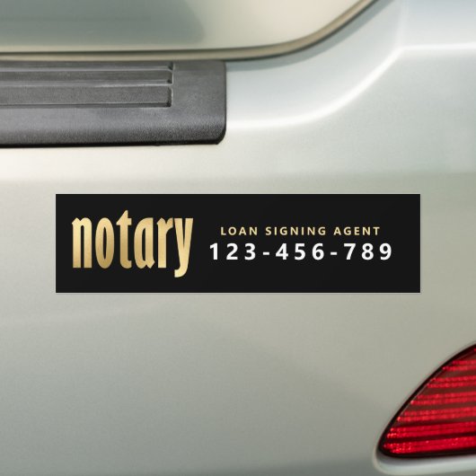 Elegant Gold Notary Loan Agent Bumpersticker (Op auto)