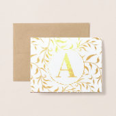 Elegant Gold of Silver Floral Monogram Folie Kaarten (Voorkant met envelop)