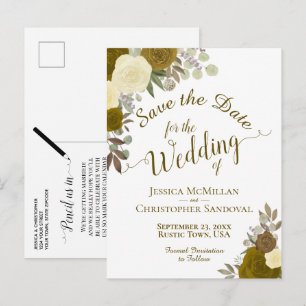 Elegant Gold of Yellow Roses Wedding Save the Date Aankondigingskaart