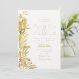 Elegant Gold Olive branch White Pattern Kaart