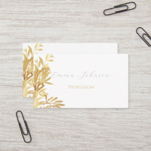 Elegant Gold Olive branch White Pattern Visitekaartje