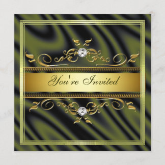 Elegant Gold Olive Green Silk/Satin Invitation the Kaart