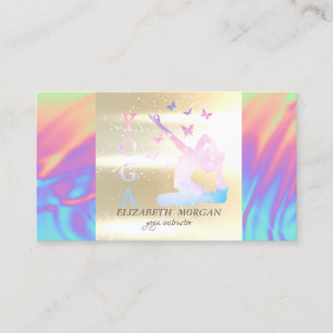Elegant Gold Ombre Holographic Yoga Instructor Visitekaartje