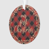 Elegant Gold ons eerste kerstfeest als Mr & Mrs. f Ornament (voorkant)