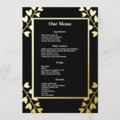 Elegant Gold op Black Wedding Dinner Menu (Voorkant)