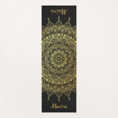 Elegant Gold op Soft Black Floral Henna Mandala Yogamat (Voorkant)