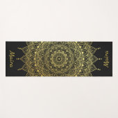 Elegant Gold op Soft Black Floral Henna Mandala Yogamat (Voorkant (horizontaal))