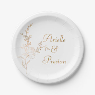 Elegant Gold op White Rose Stem Paper Bord