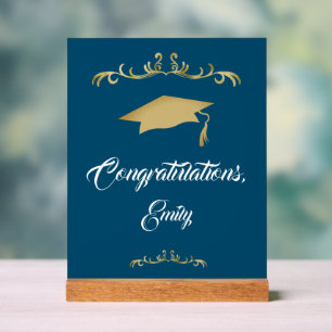 Elegant Gold Ornament Afstuderen Acryl Bord