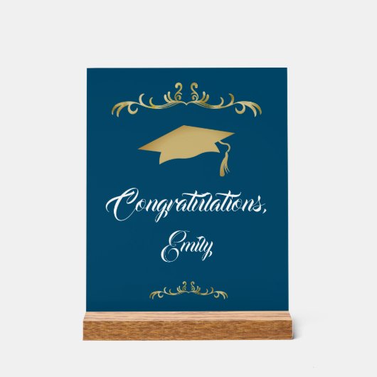 Elegant Gold Ornament Afstuderen Acryl Bord (Voorkant)