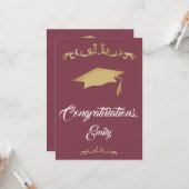 Elegant Gold Ornament Afstuderen Kaart (Voorkant / Achterkant in situ)