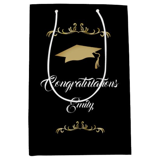 Elegant Gold Ornament Afstuderen Medium Cadeauzakje (Voorkant)