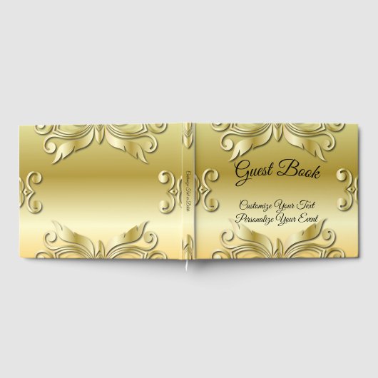 Elegant Gold Ornamental Design Black Lettering Gastenboek (Volledig)