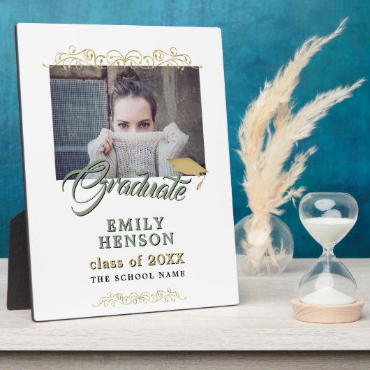 Elegant Gold Ornamenten Afstuderen Afstuderen Foto Fotoplaat (Zijkant)