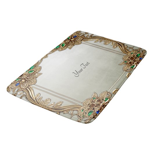 Elegant Gold Ornate Bath Mat (Gekanteld)