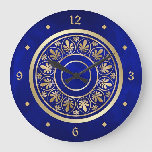 Elegant Gold Ornate Design Circle Pattern Grote Klok (Voorkant)