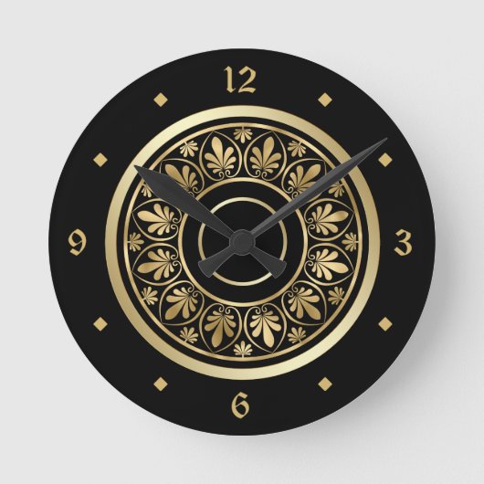 Elegant Gold Ornate Design Circle Pattern Ronde Klok (Voorkant)