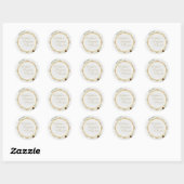 Elegant Gold Ornate Frame Round Sticker with Eucal (Feuille)