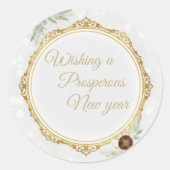 Elegant Gold Ornate Frame Round Sticker with Eucal (Devant)