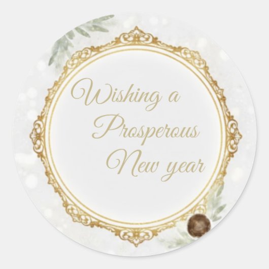 Elegant Gold Ornate Frame Round Sticker with Eucal (Devant)