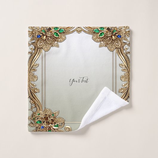 Elegant Gold Ornate Towel Set (Gant de toilette)