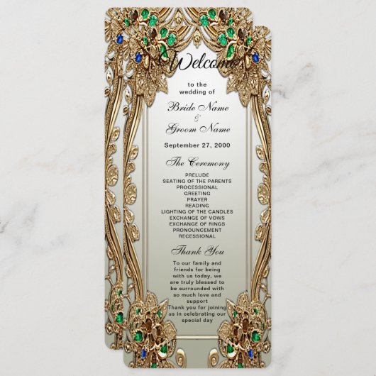 Elegant Gold Ornate Wedding Program Programma (Voorkant / Achterkant)
