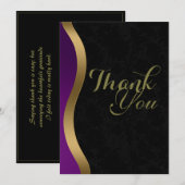 Elegant Gold Paars Black Funeral Bedankkaart (Voorkant / Achterkant)