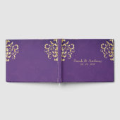 Elegant Gold & Paarse Damask Bruiloft Gastenboek (Volledig)