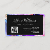 Elegant Gold Paarse marmer Agate Geode QR Code Visitekaartje (Achterkant)