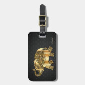 Elegant Gold Paisley Elephant, Damask-Personalized Bagagelabel (Voorkant verticaal)