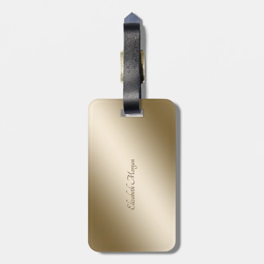 Elegant Gold Paisley Elephant-Personalized Bagagelabel (Achterkant verticaal)