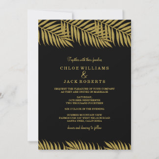Elegant Gold Palm Tree Tropical Weduwen Invitation Kaart