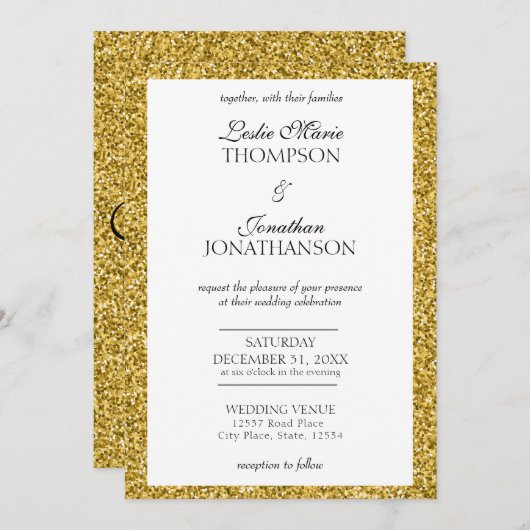 Elégant Gold Parties scintillant Party Faire-part  (Devant / Derrière)