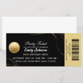 Elegant Gold Party Ticket Invitation (Devant / Derrière)