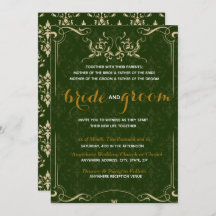 Elegant Gold Pattern in Emerald BG Wedding