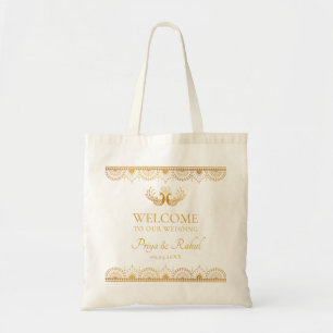 Elegant Gold Pattern Indian Weddenking Welcome Tote Bag